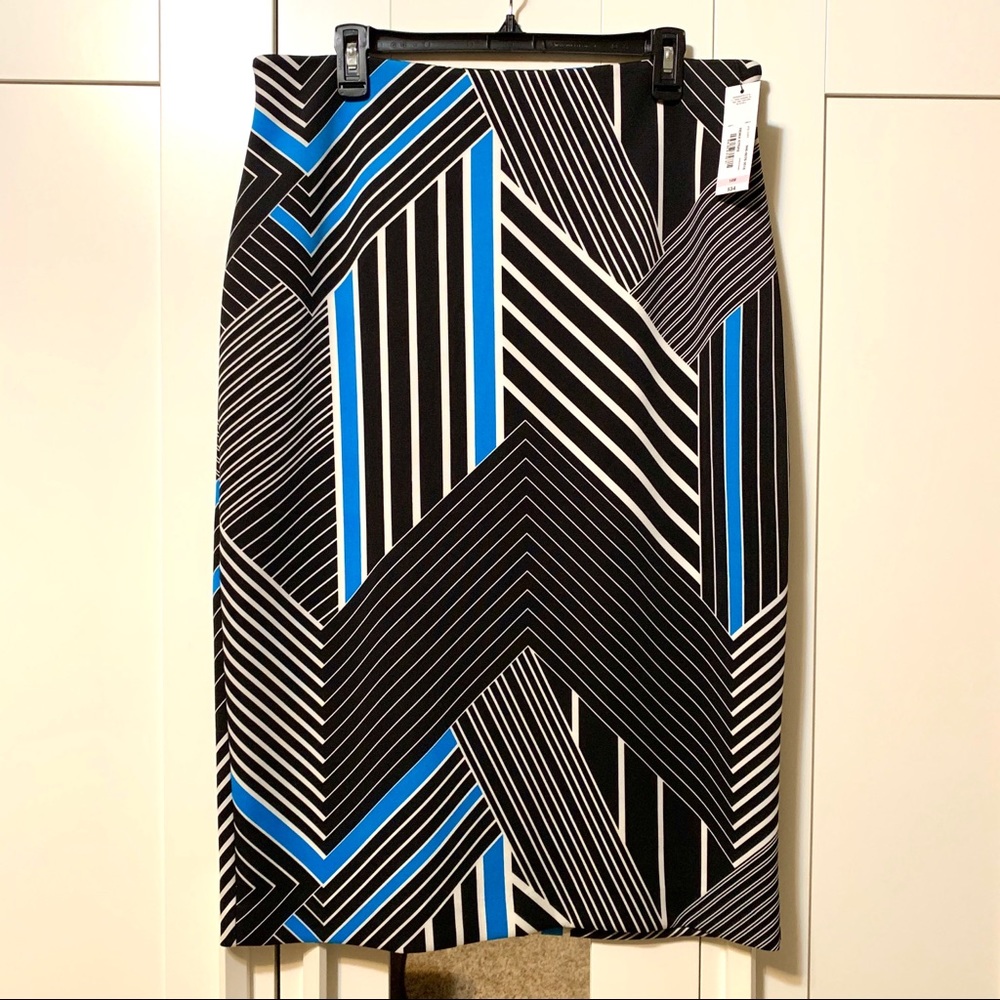 Worthington Scuba Striped Pencil Skirt